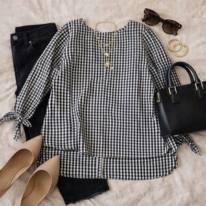 Vince Camuto Black and White Gingham Blouse